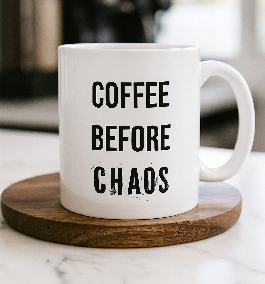 Coffee Before Chaos Mug – Funny Ceramic Gift for Caffeine Addicts