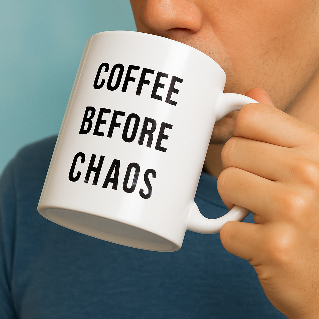 Coffee Before Chaos Mug – Funny Ceramic Gift for Caffeine Addicts