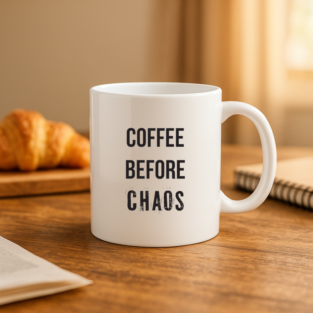 Coffee Before Chaos Mug – Funny Ceramic Gift for Caffeine Addicts