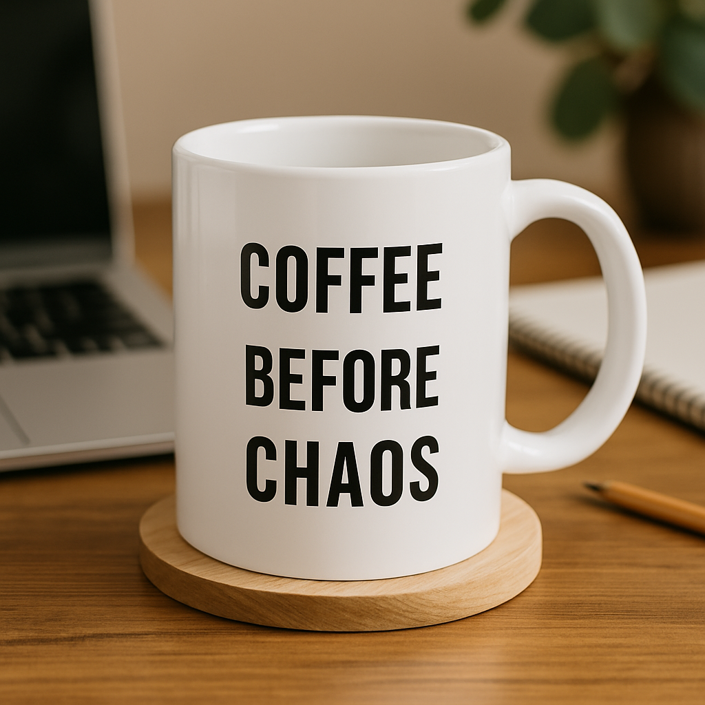 Coffee Before Chaos Mug – Funny Ceramic Gift for Caffeine Addicts