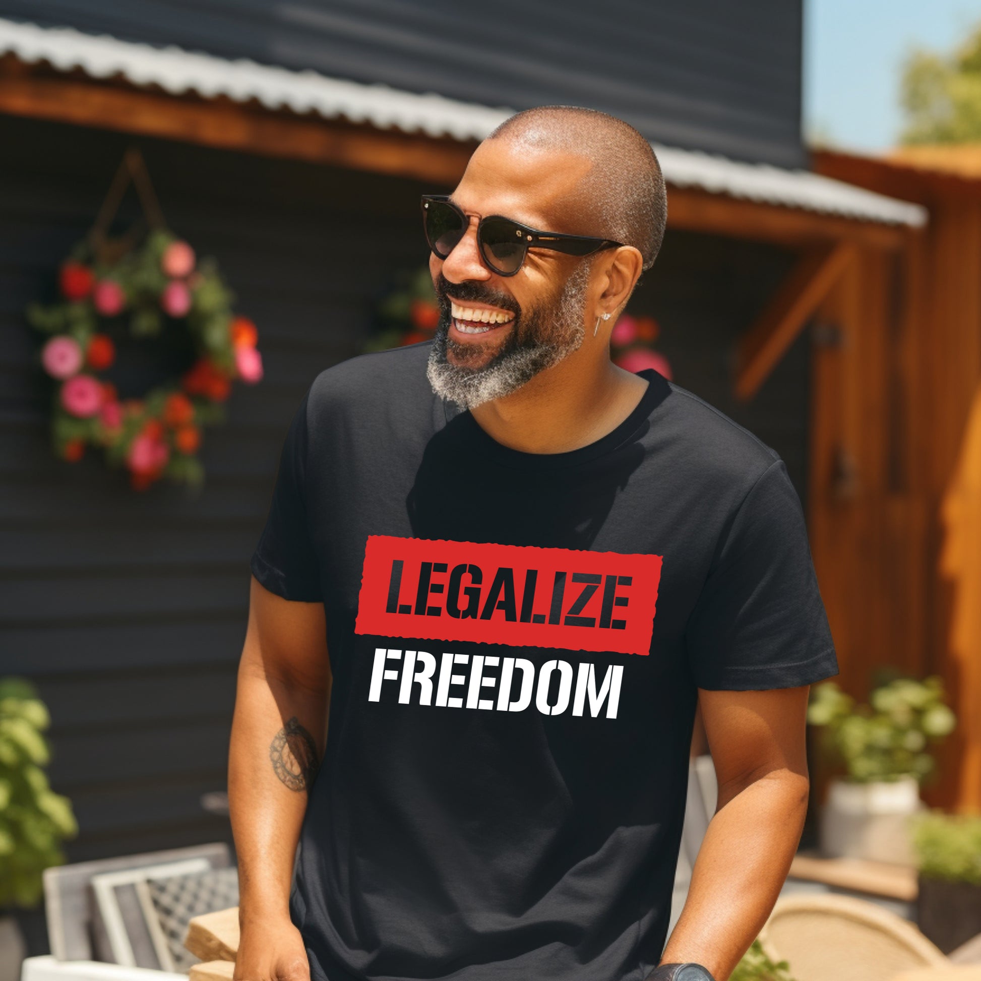 Bold anti-government t-shirt with Legalize Freedom message, libertarian graphic tee for freedom lovers and anti-establishment voices